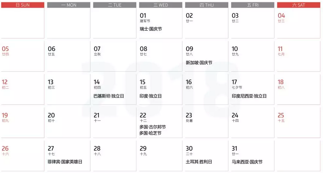 跨境電商國際外貿需注意，8月外國國慶日都在這