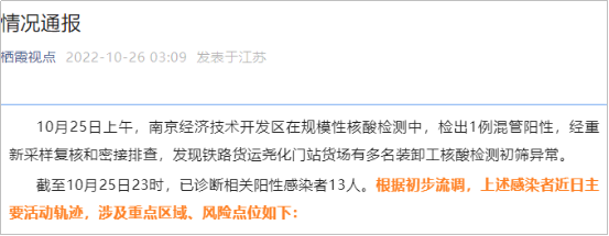 注意！南京鐵路貨運堯化門站貨場多名裝卸工核酸異常，深夜連發通告